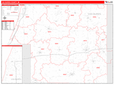 Van Buren County, MI Digital Map Red Line Style